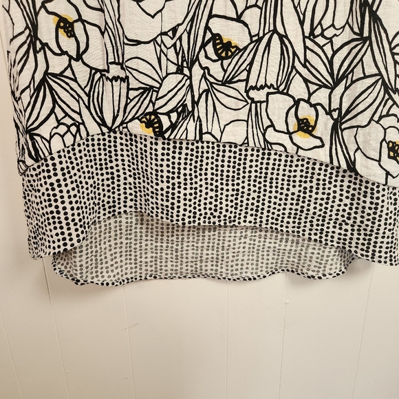 Habitat Clothes to Live In Sleeveless Tunic Cowl Daisy White Black Lagenlook - Picture 3 of 7